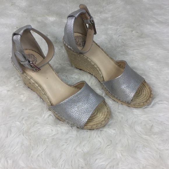 VINCE Camuto Leera Espadrille Wedge Sandals – Silver – Size 9 - Picture 2 of 5